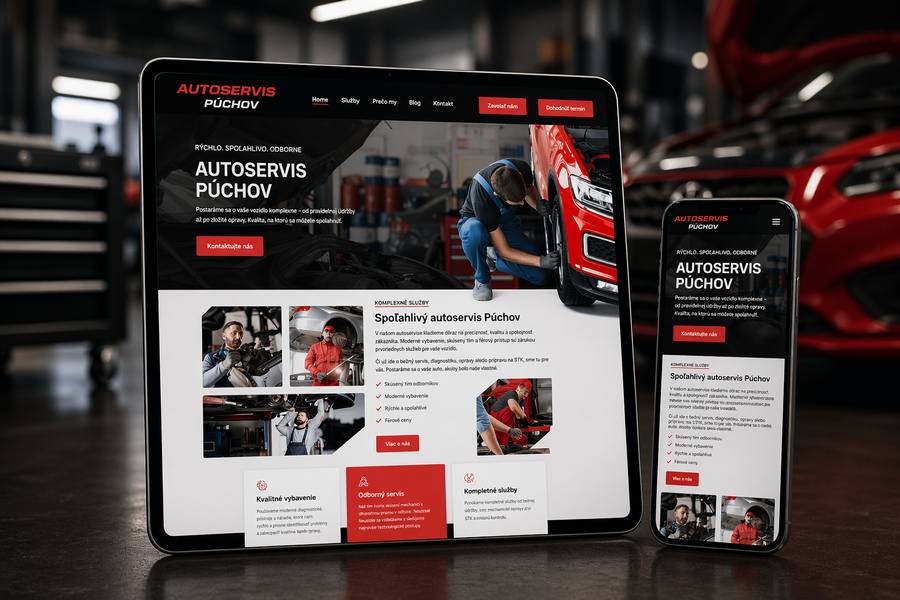 Autoservis Púchov – web dizajn a SEO optimalizácia