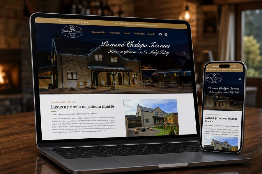 Chalupa Toscana – moderná webstránka pre luxusné ubytovanie
