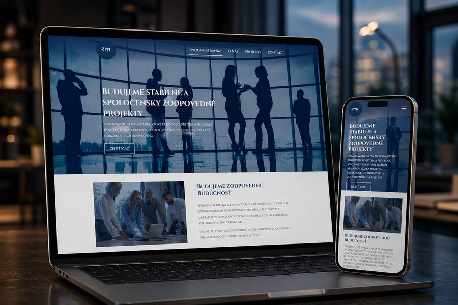 ZYN a.s. r.s.p. – firemná webstránka na mieru