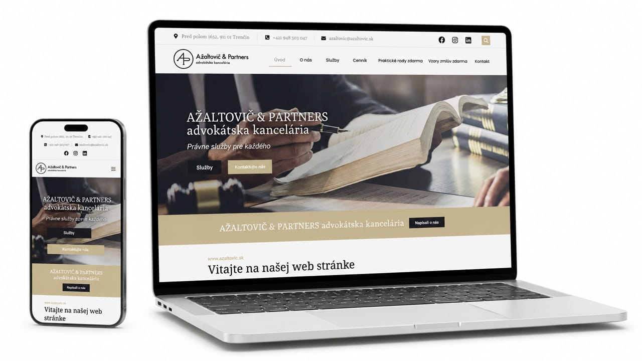 Advokát Trenčín – moderná web stránka advokátskej kancelárie Ažaltovič & Partners